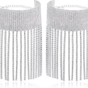 Ankle Bracelet Women Silver Fringe Crystal Tassel Foot Jewelry Accessories